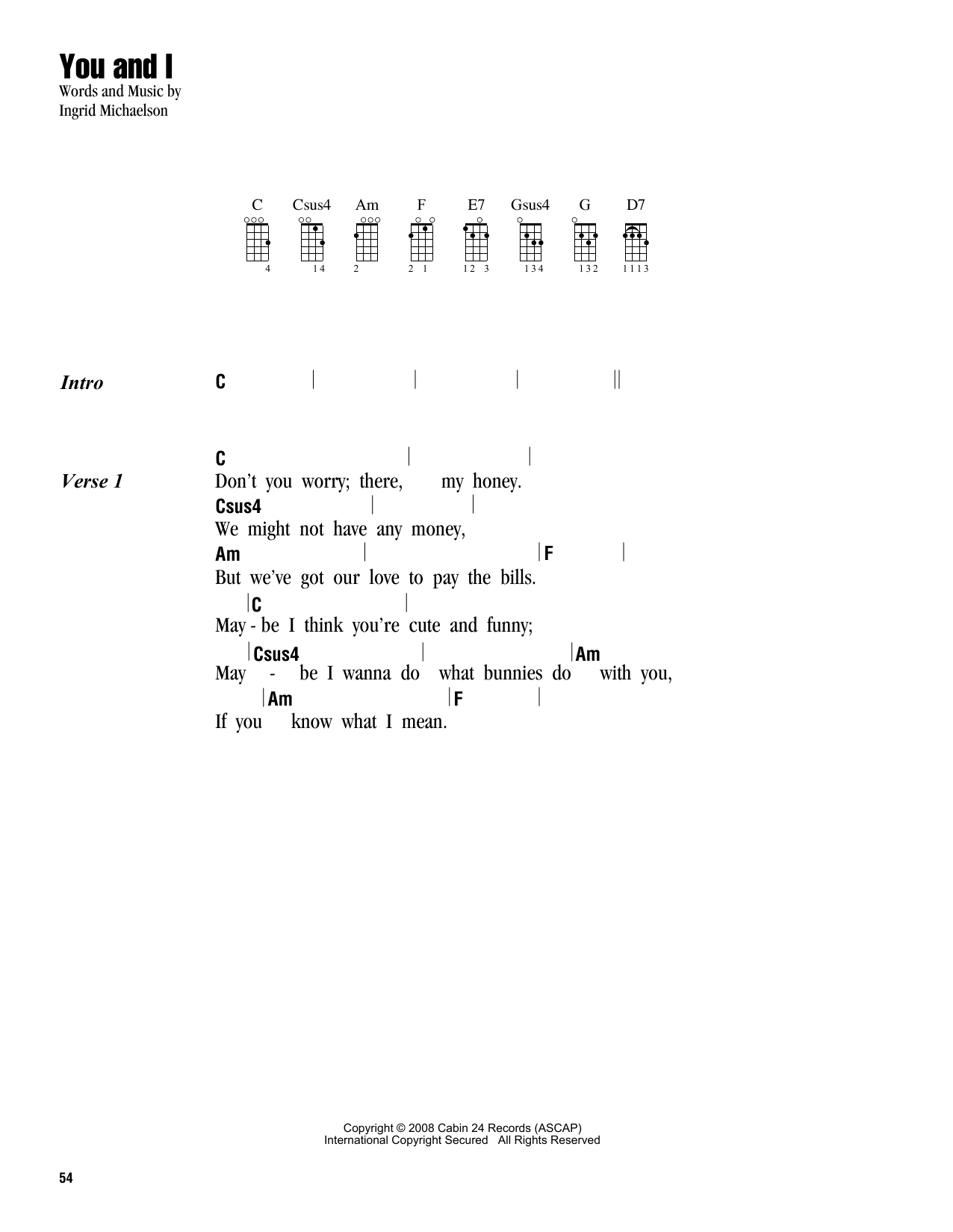 Download Ingrid Michaelson You And I Sheet Music