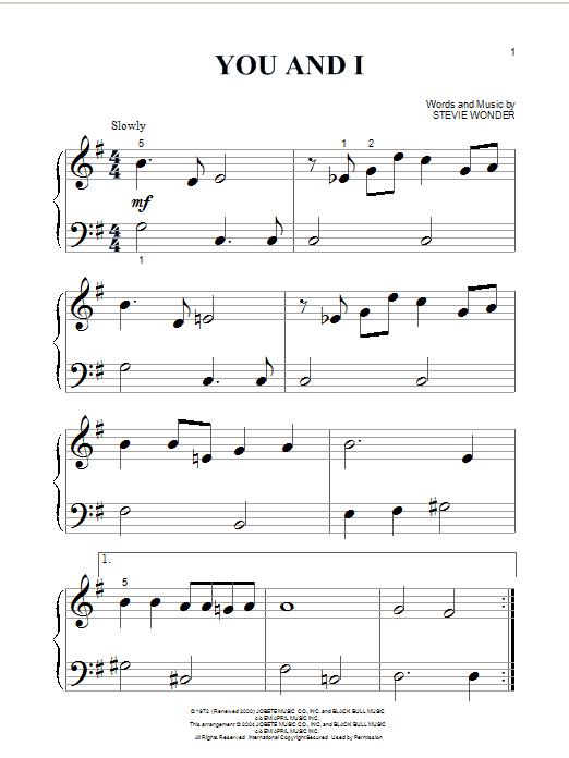 Download Stevie Wonder You And I Sheet Music
