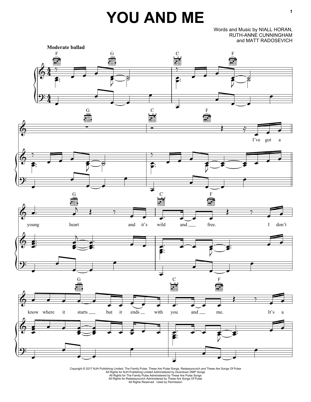 Download Niall Horan You And Me Sheet Music