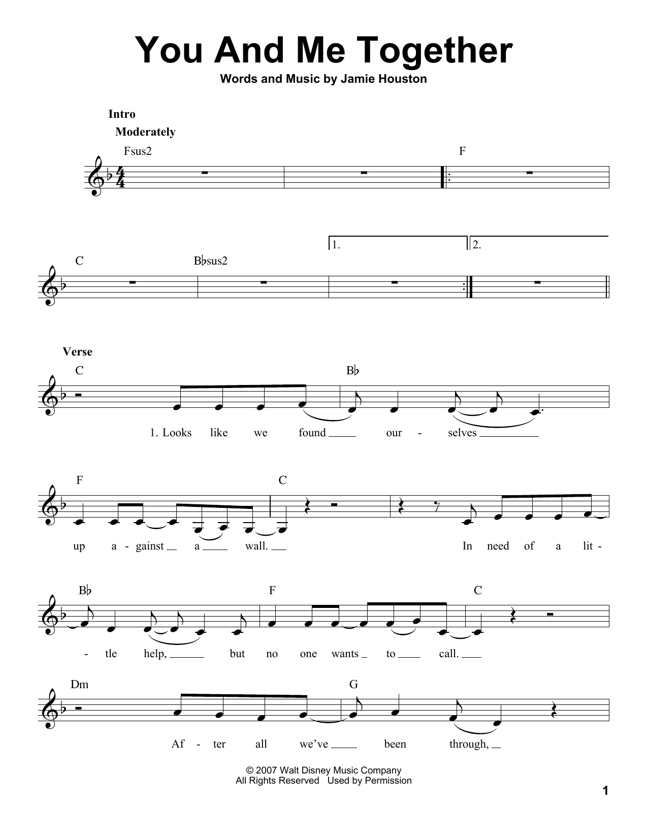 Download Hannah Montana You And Me Together Sheet Music