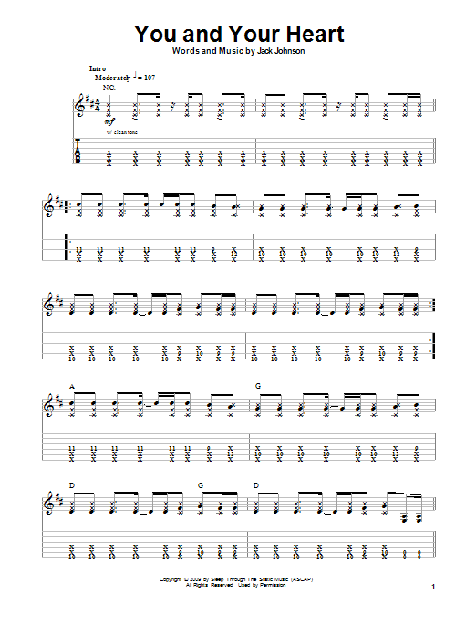 Download Jack Johnson You And Your Heart Sheet Music