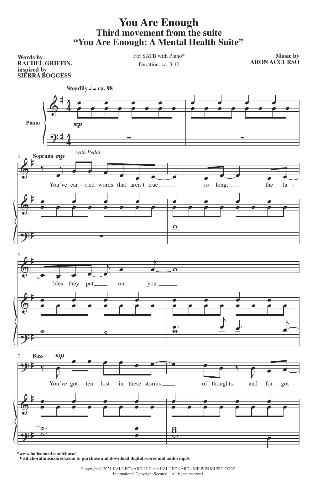 Download Rachel Griffin and Aron Accurso You Are Enough (Third movement from the Sheet Music