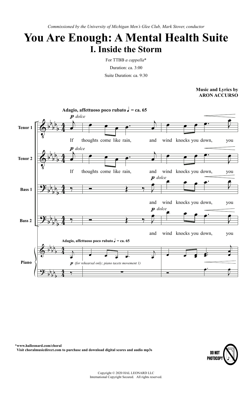 Download Aron Accurso You Are Enough: A Mental Health Suite Sheet Music