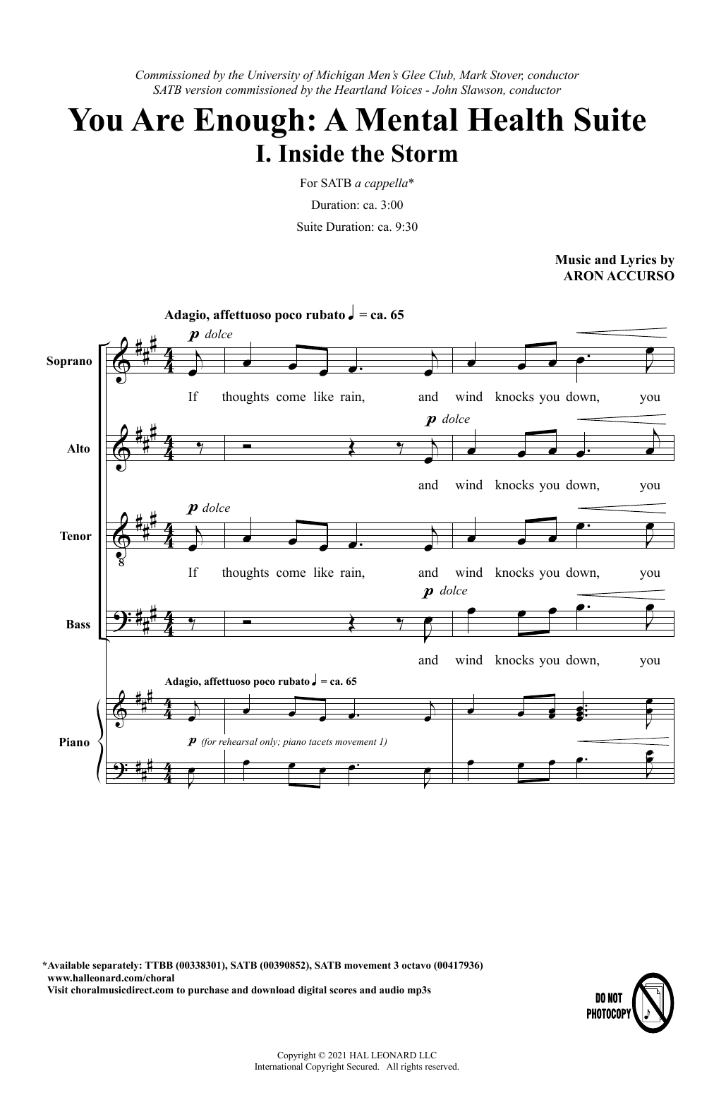 Download Aron Accurso and Rachel Griffin Accu You Are Enough: A Mental Health Suite Sheet Music