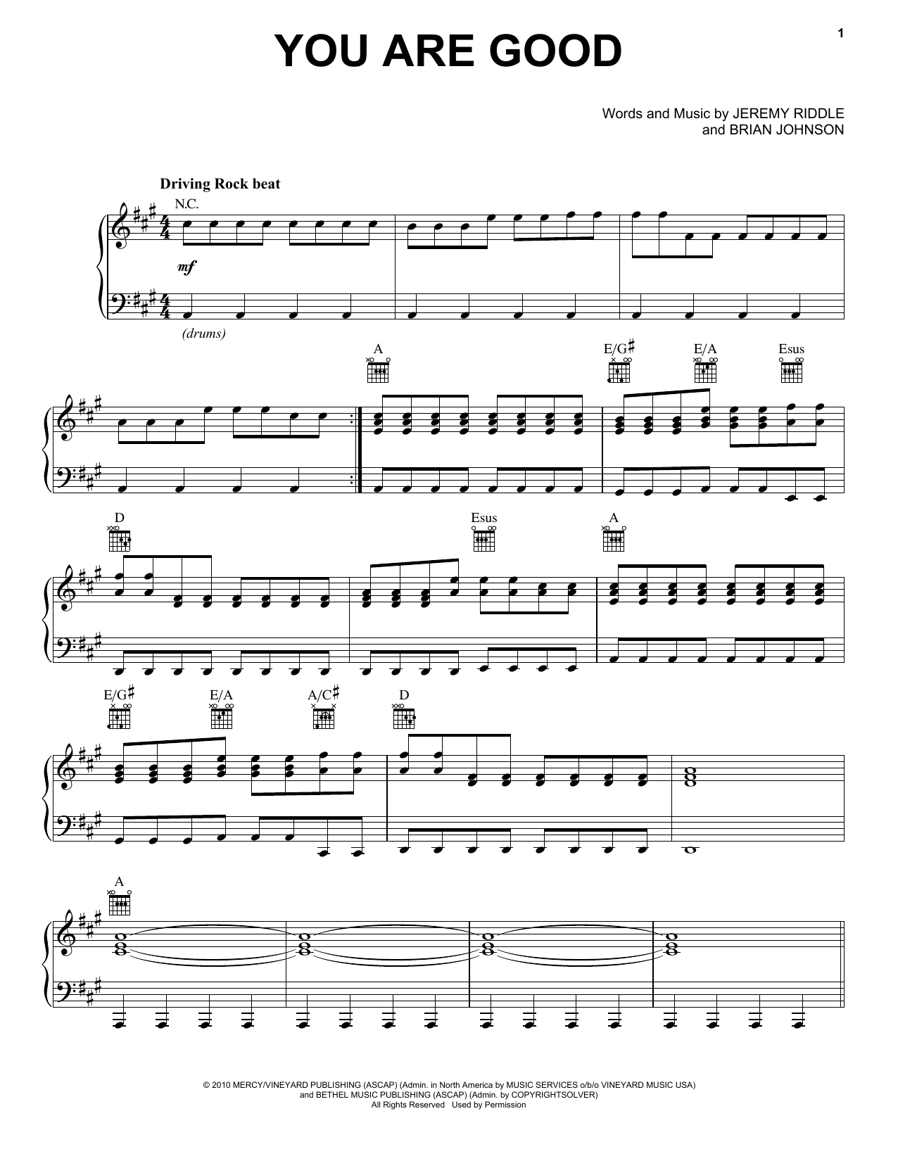 Download Jeremy Riddle You Are Good Sheet Music