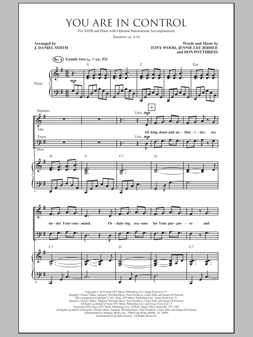 Download Tony Wood You Are In Control (arr. J. Daniel Smit Sheet Music