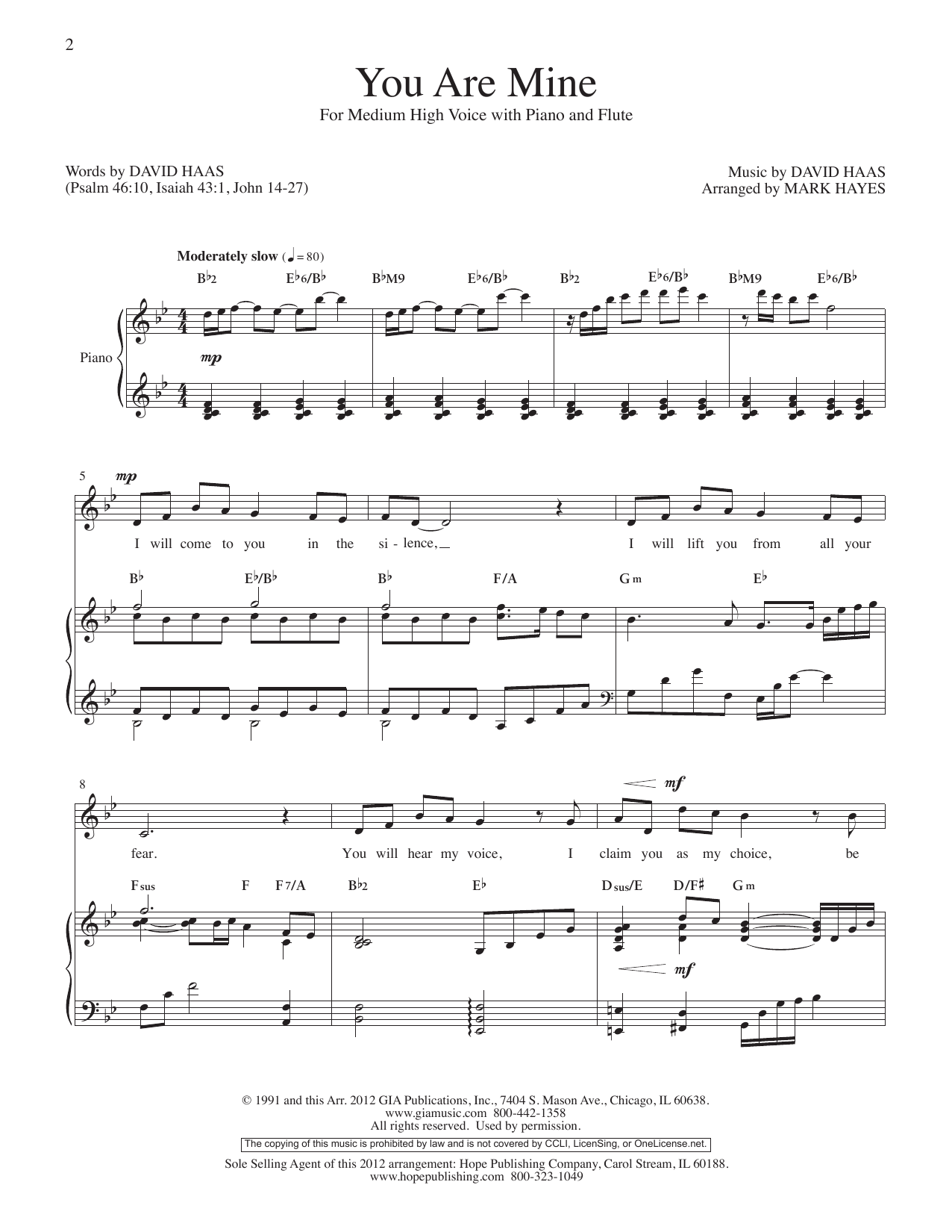 Download David Haas You Are Mine Sheet Music