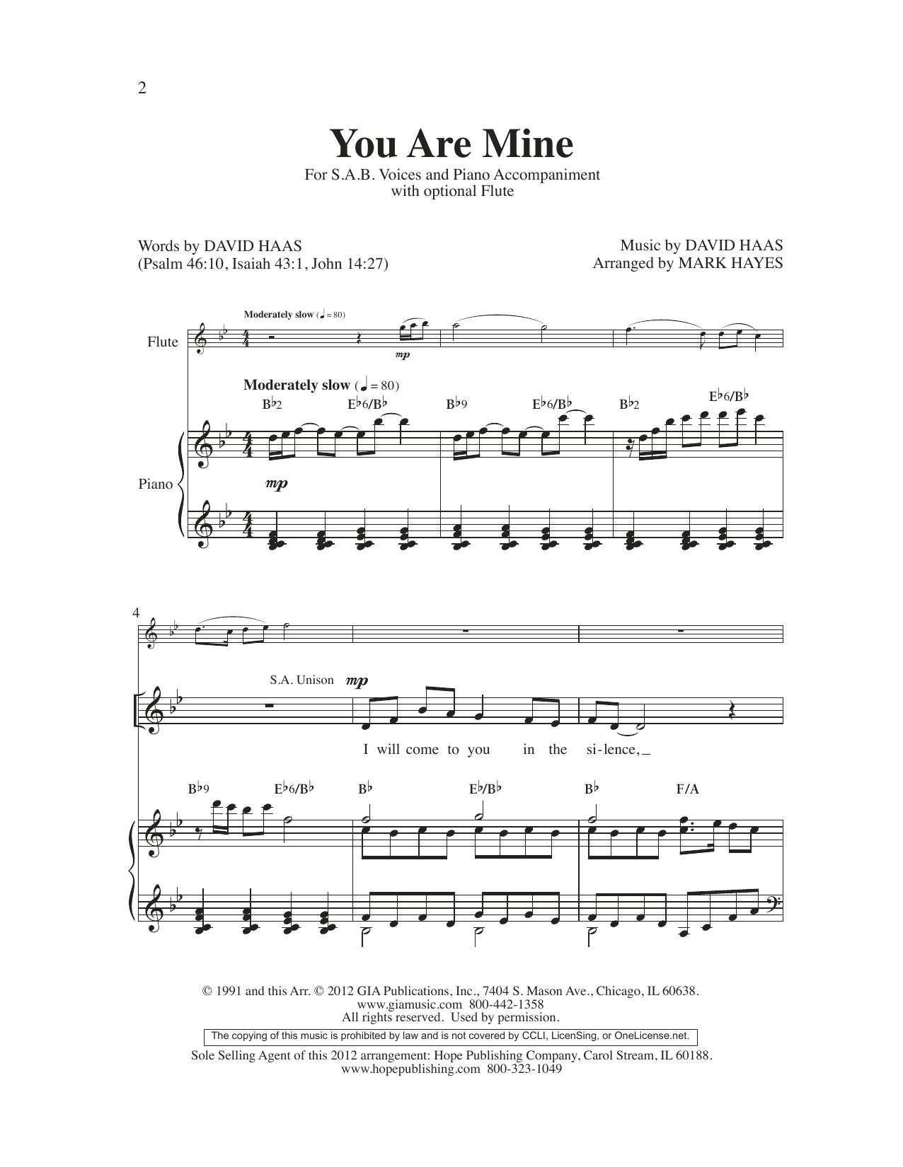Download Mark Hayes You Are Mine Sheet Music