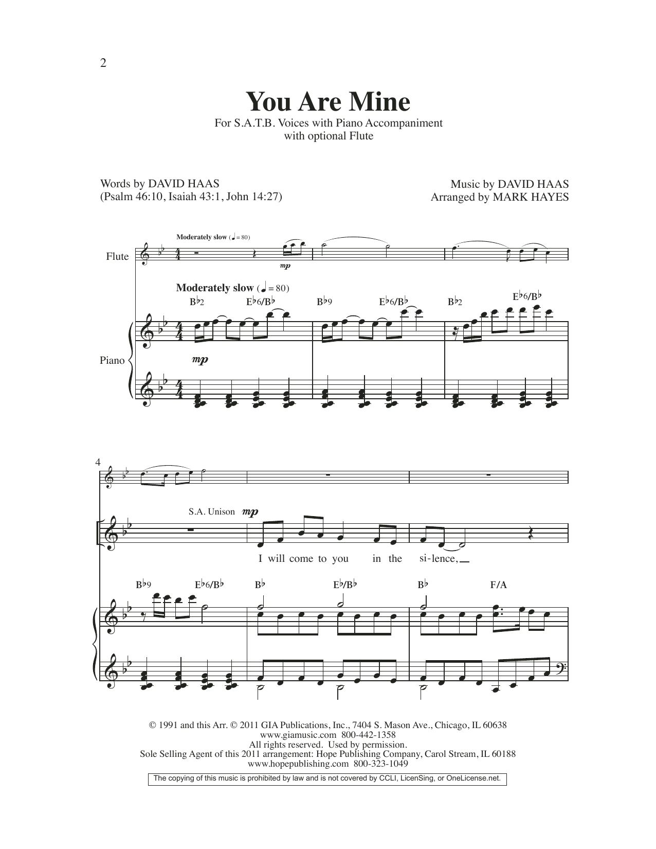 Download Mark Hayes You Are Mine Sheet Music