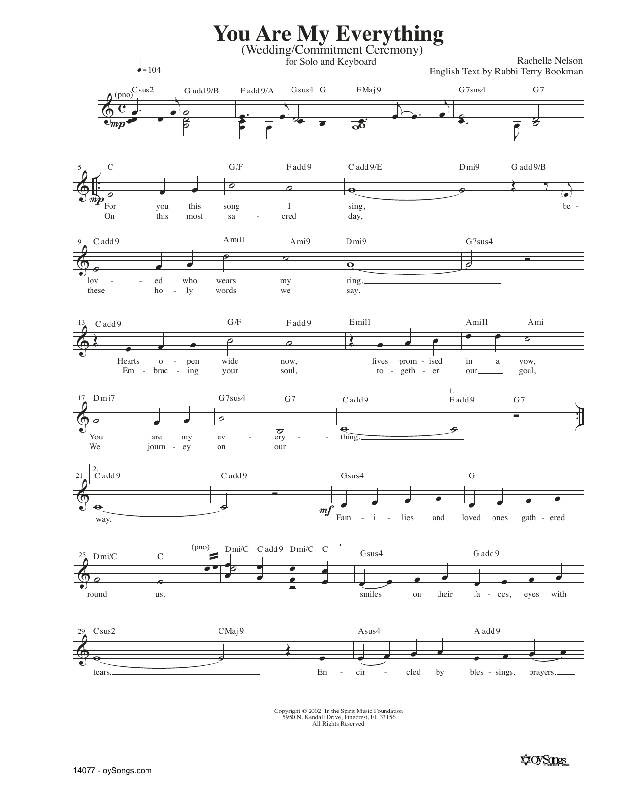 Download Rachelle Nelson You Are My Everything Sheet Music