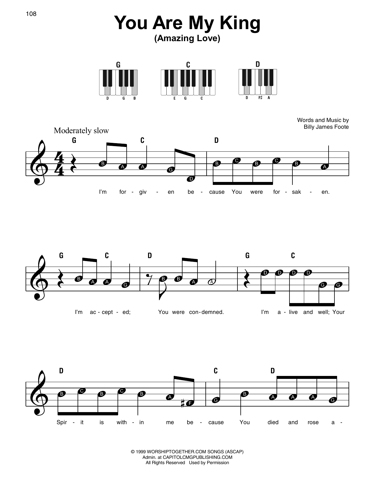 Download Chris Tomlin You Are My King (Amazing Love) Sheet Music