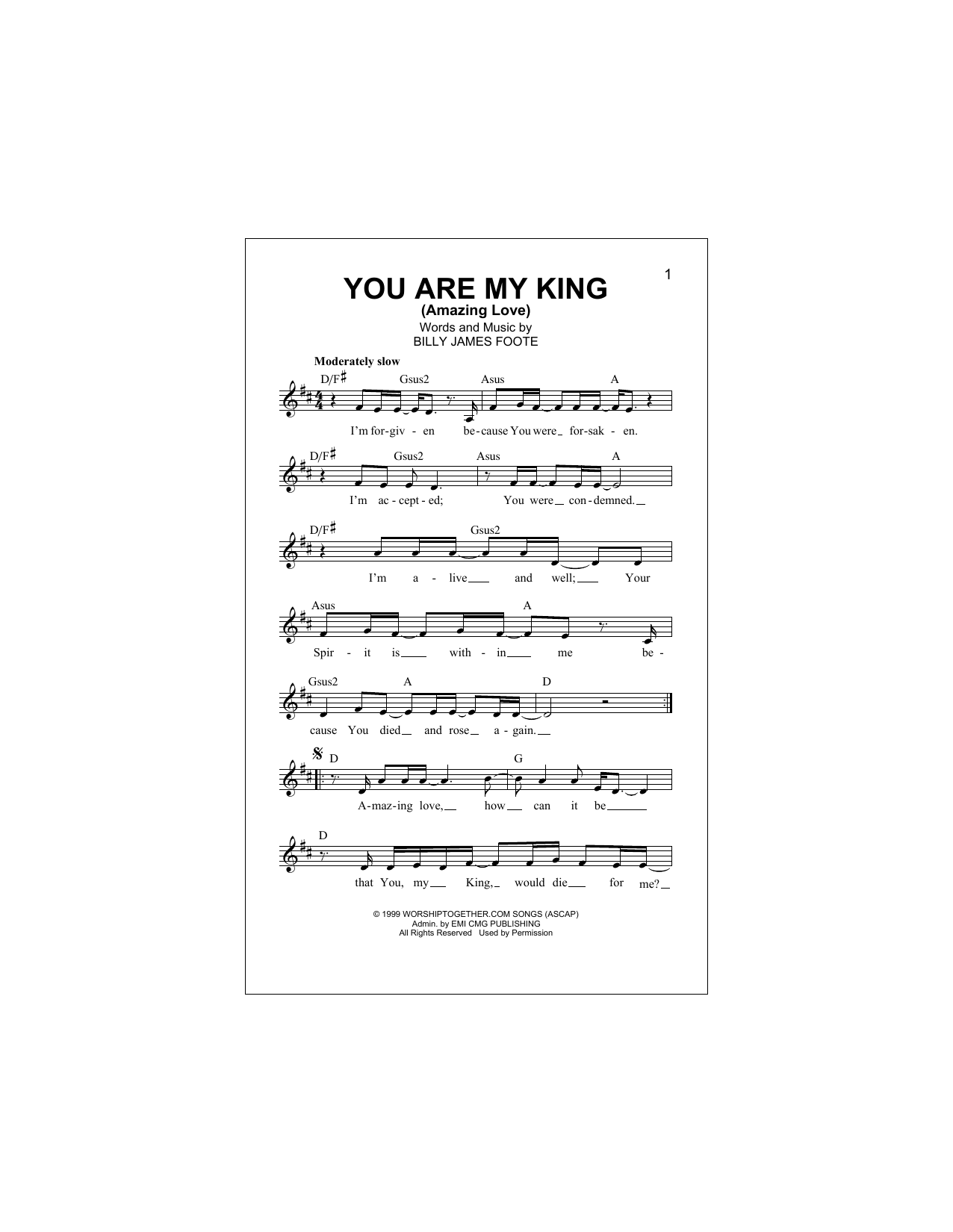 Download Newsboys You Are My King (Amazing Love) Sheet Music