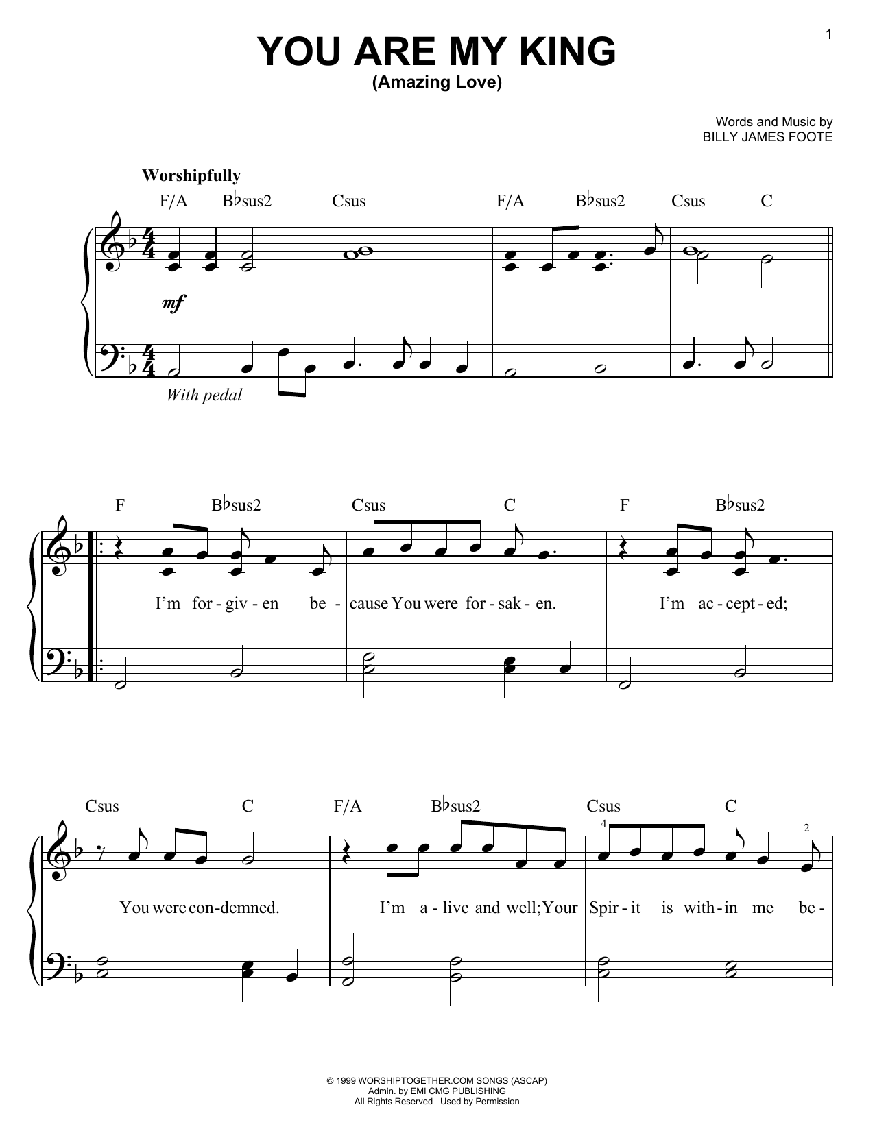 Download Newsboys You Are My King (Amazing Love) Sheet Music
