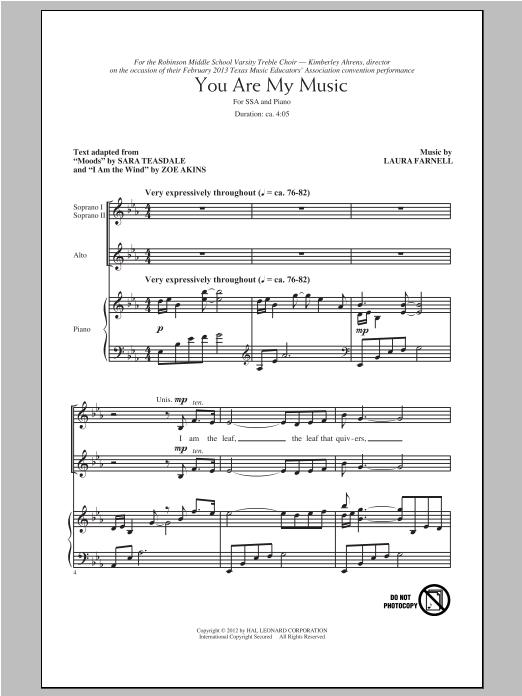 Download Laura Farnell You Are My Music Sheet Music