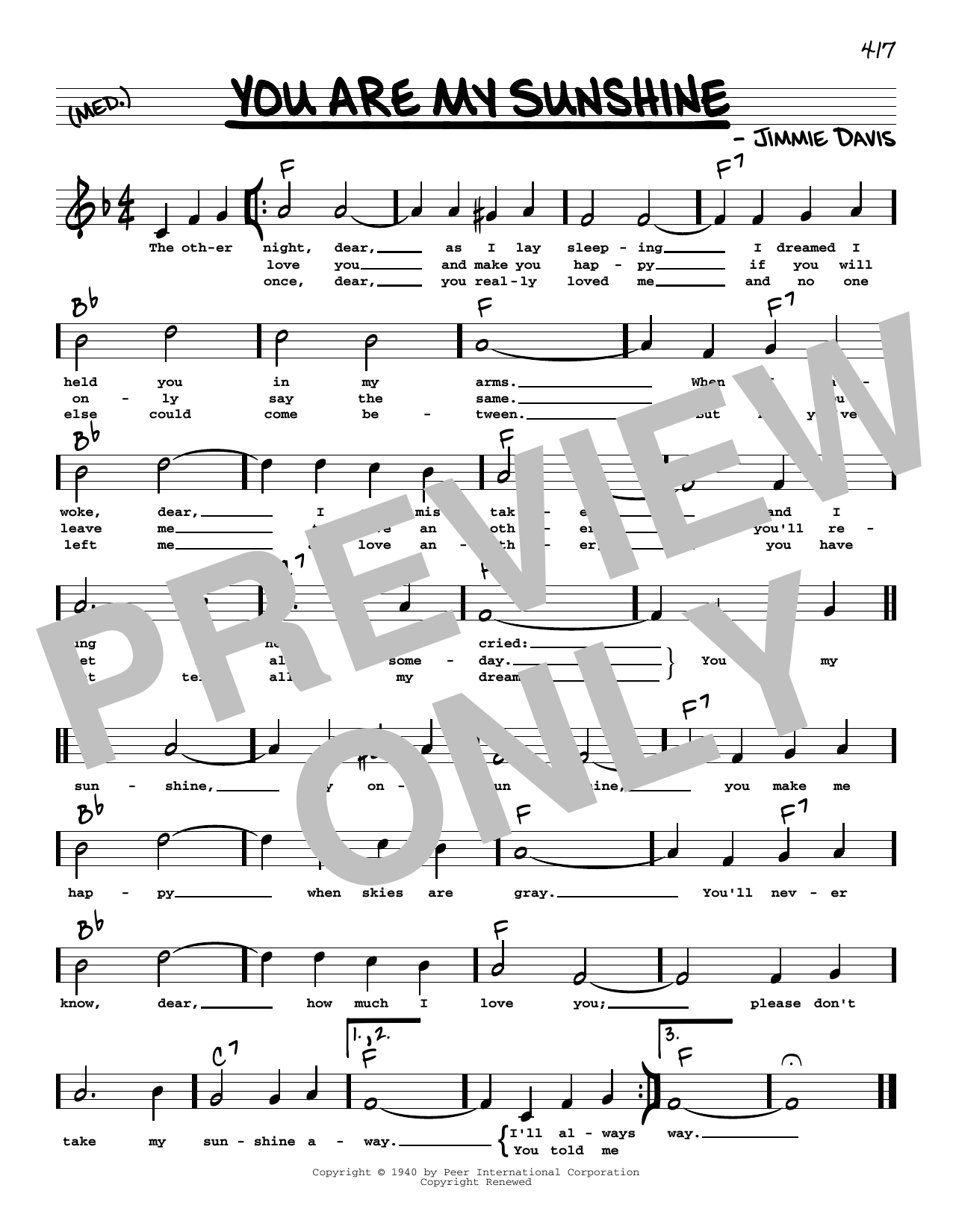 Download Ray Charles You Are My Sunshine (High Voice) Sheet Music