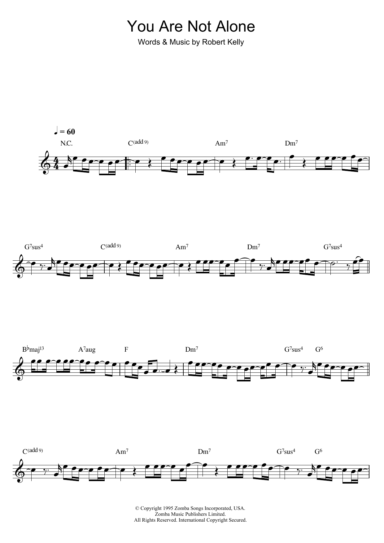 Download Michael Jackson You Are Not Alone Sheet Music