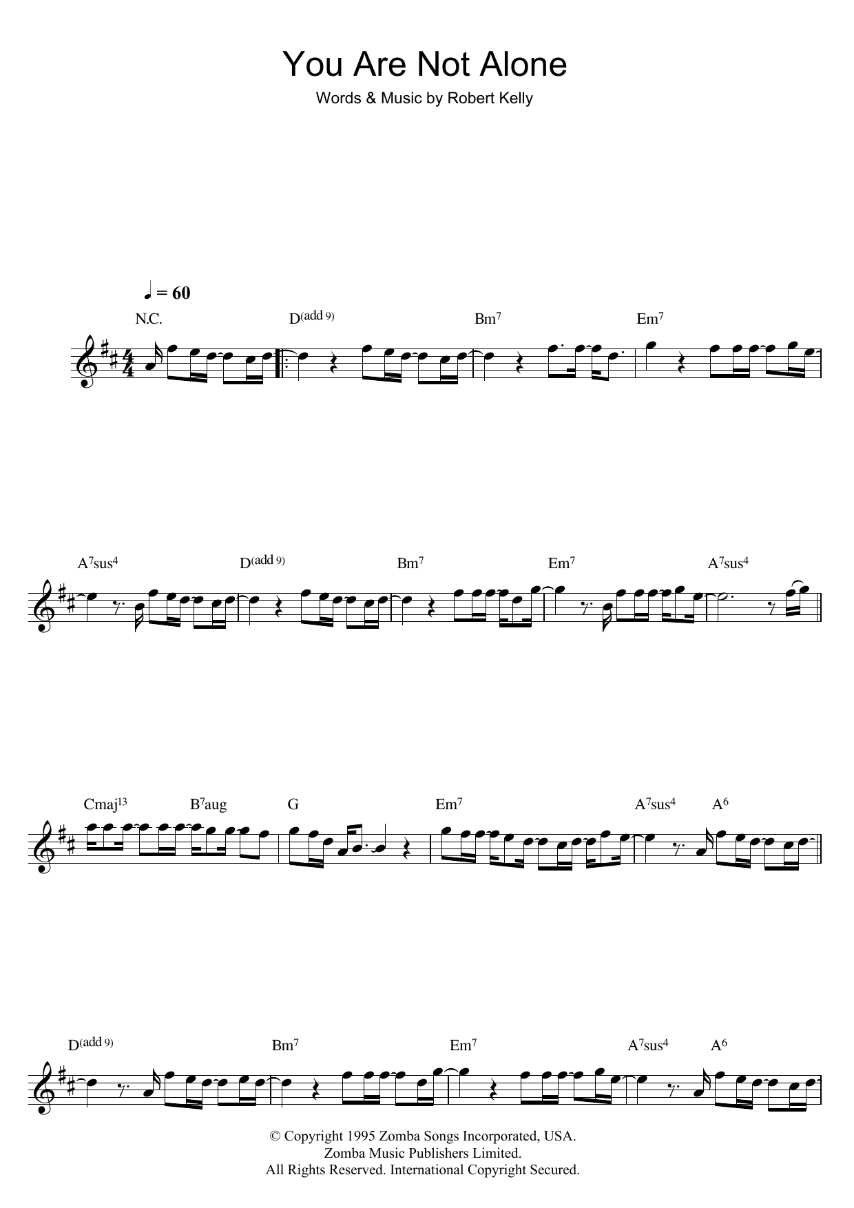 Download Michael Jackson You Are Not Alone Sheet Music
