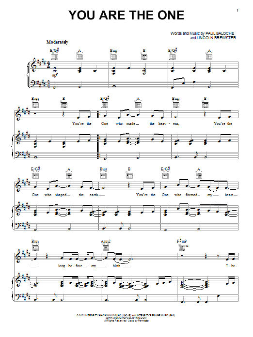Download Paul Baloche You Are The One Sheet Music