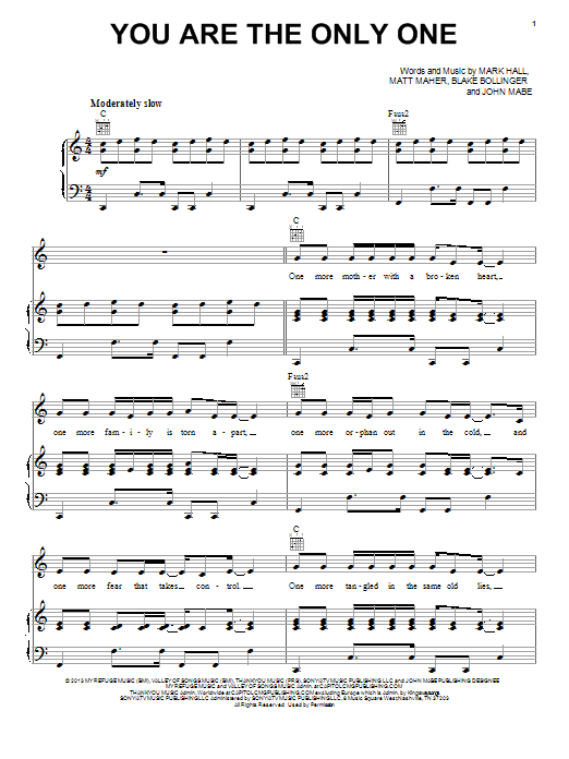 Download Casting Crowns You Are The Only One Sheet Music