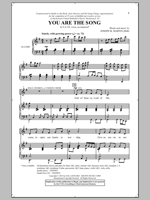Download Joseph M. Martin You Are The Song Sheet Music