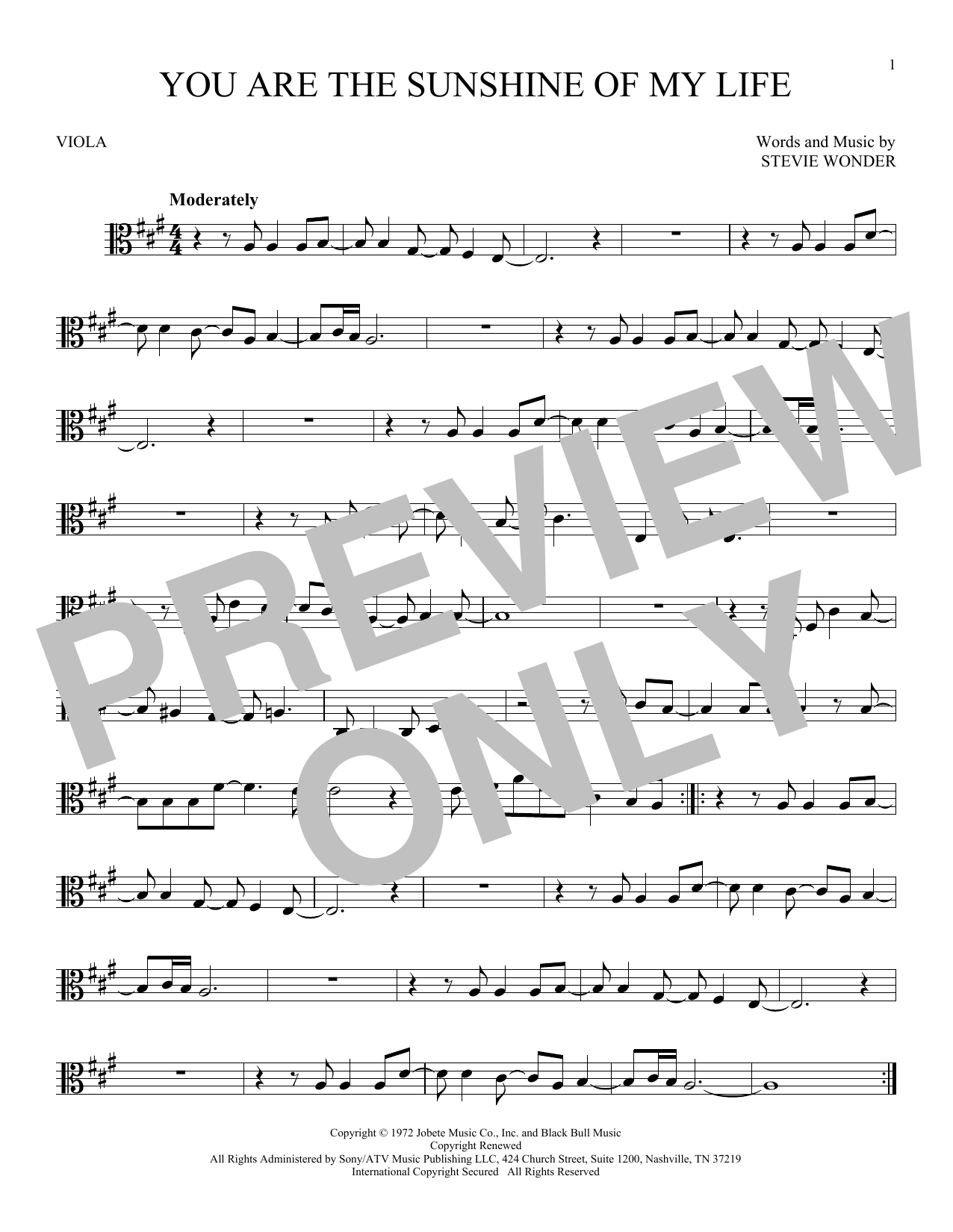 Download Stevie Wonder You Are The Sunshine Of My Life Sheet Music