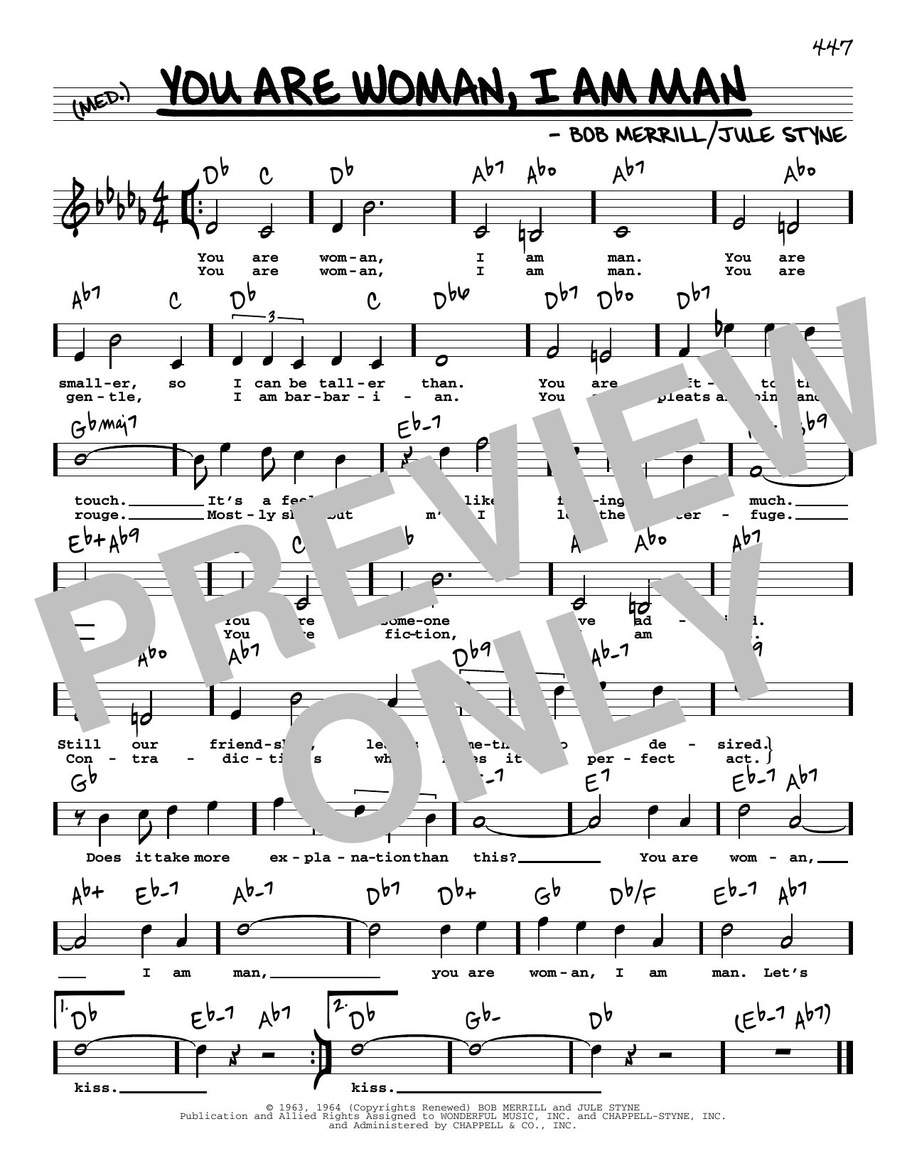 Download Jule Styne You Are Woman, I Am Man (High Voice) Sheet Music