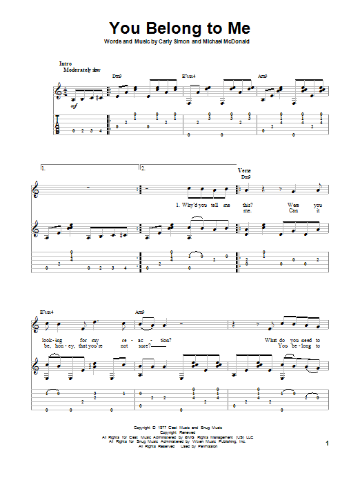 Download The Doobie Brothers You Belong To Me Sheet Music