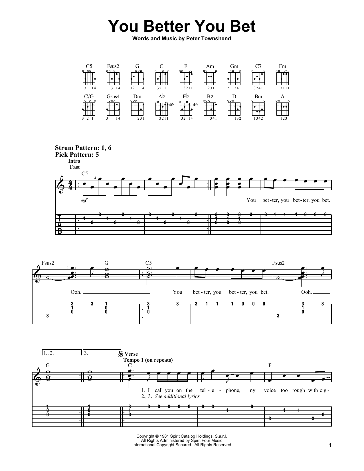 Download The Who You Better You Bet Sheet Music
