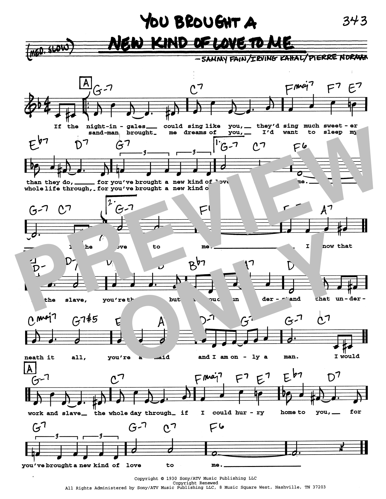 Sammy Fain You Brought A New Kind Of Love To Me (Low Voice) sheet music notes printable PDF score