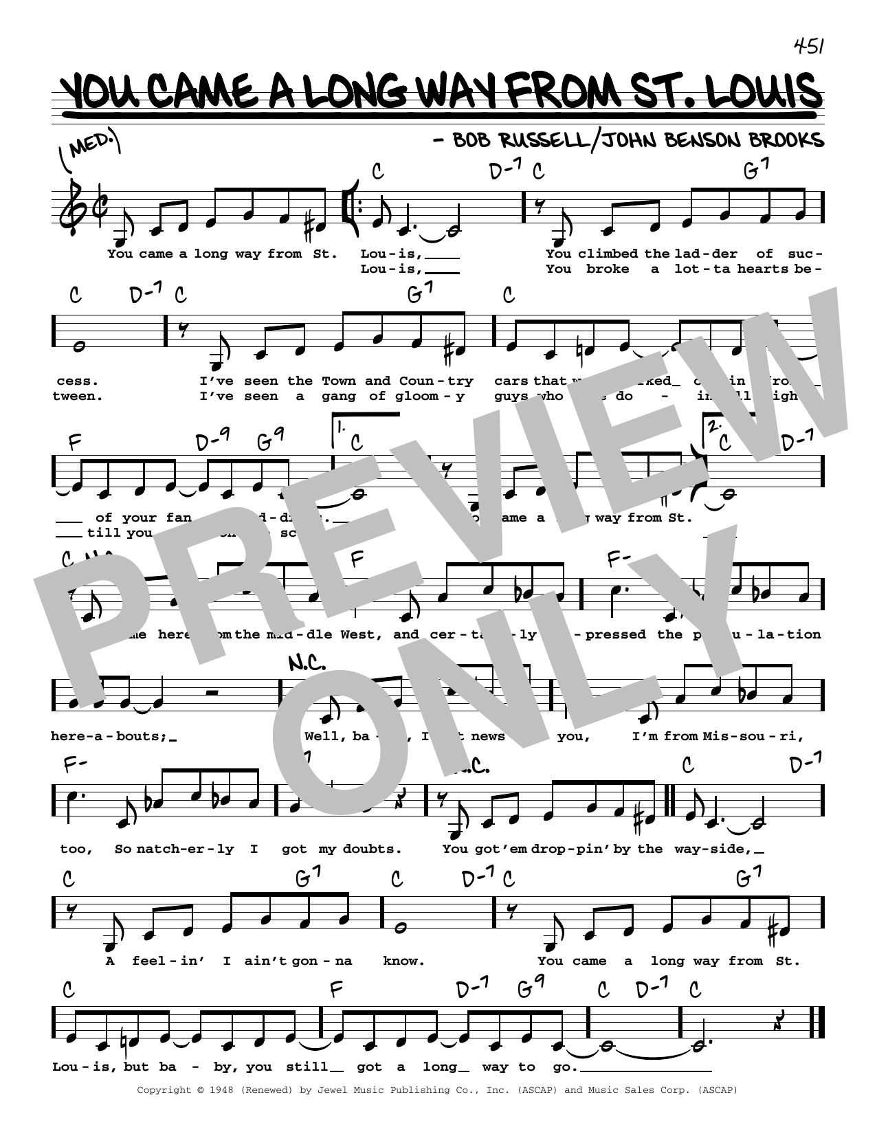 Download Bob Russell You Came A Long Way From St. Louis (Low Sheet Music