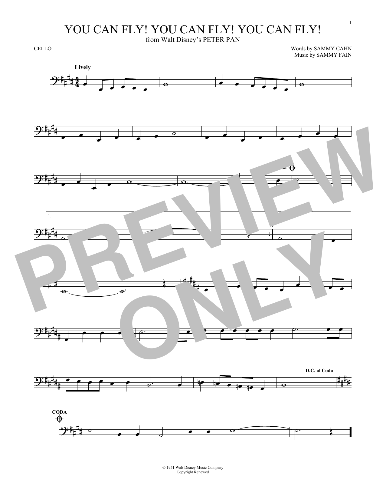 Download Sammy Cahn You Can Fly! You Can Fly! You Can Fly! Sheet Music