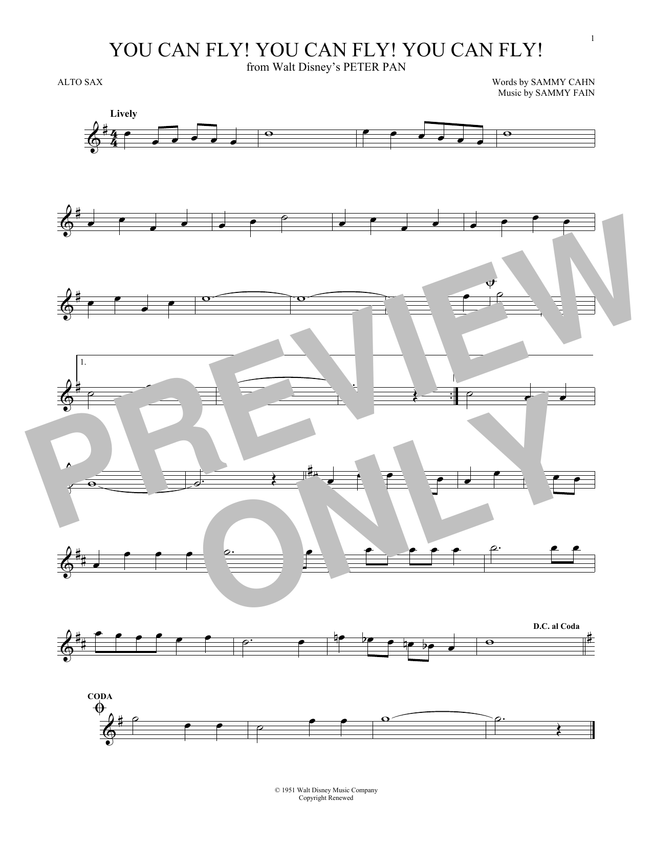 Download Sammy Cahn You Can Fly! You Can Fly! You Can Fly! Sheet Music
