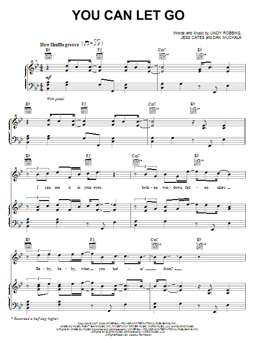 Download Backstreet Boys You Can Let Go Sheet Music