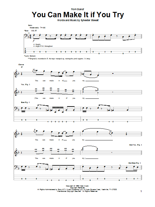 Download Sly & The Family Stone You Can Make It If You Try Sheet Music