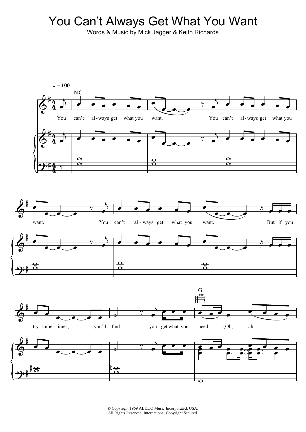 Download Glee Cast You Can't Always Get What You Want Sheet Music