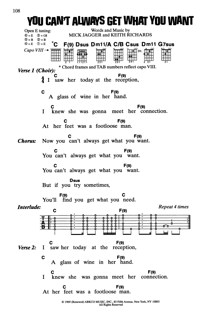 Download The Rolling Stones You Can't Always Get What You Want Sheet Music