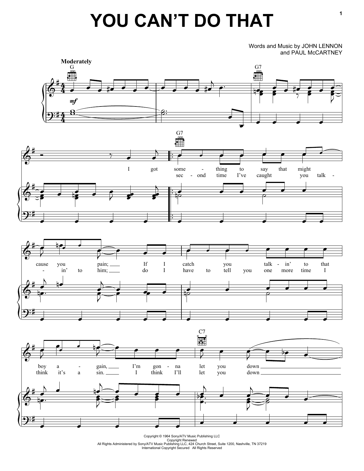 Download The Beatles You Can't Do That Sheet Music