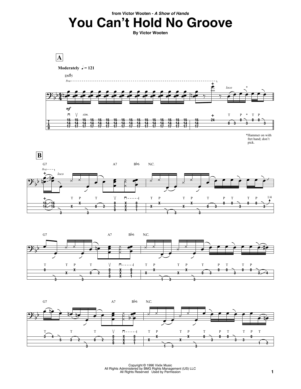 Download Victor Wooten You Can't Hold No Groove Sheet Music