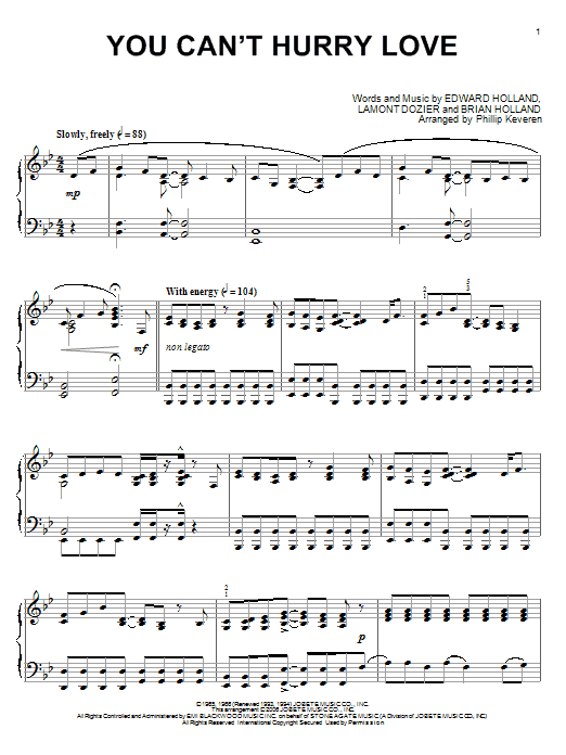 Download The Supremes You Can't Hurry Love Sheet Music