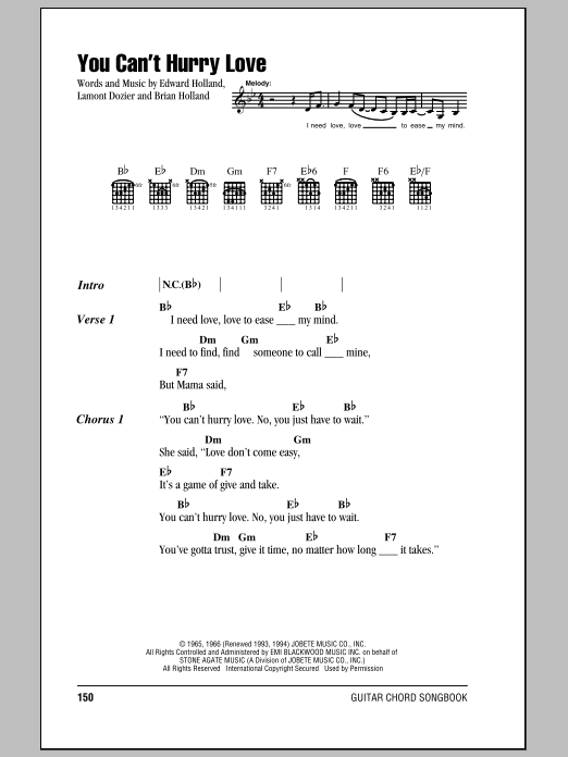 Download The Supremes You Can't Hurry Love Sheet Music