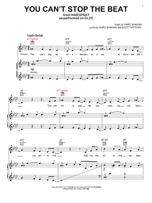 Download Glee Cast You Can't Stop The Beat Sheet Music
