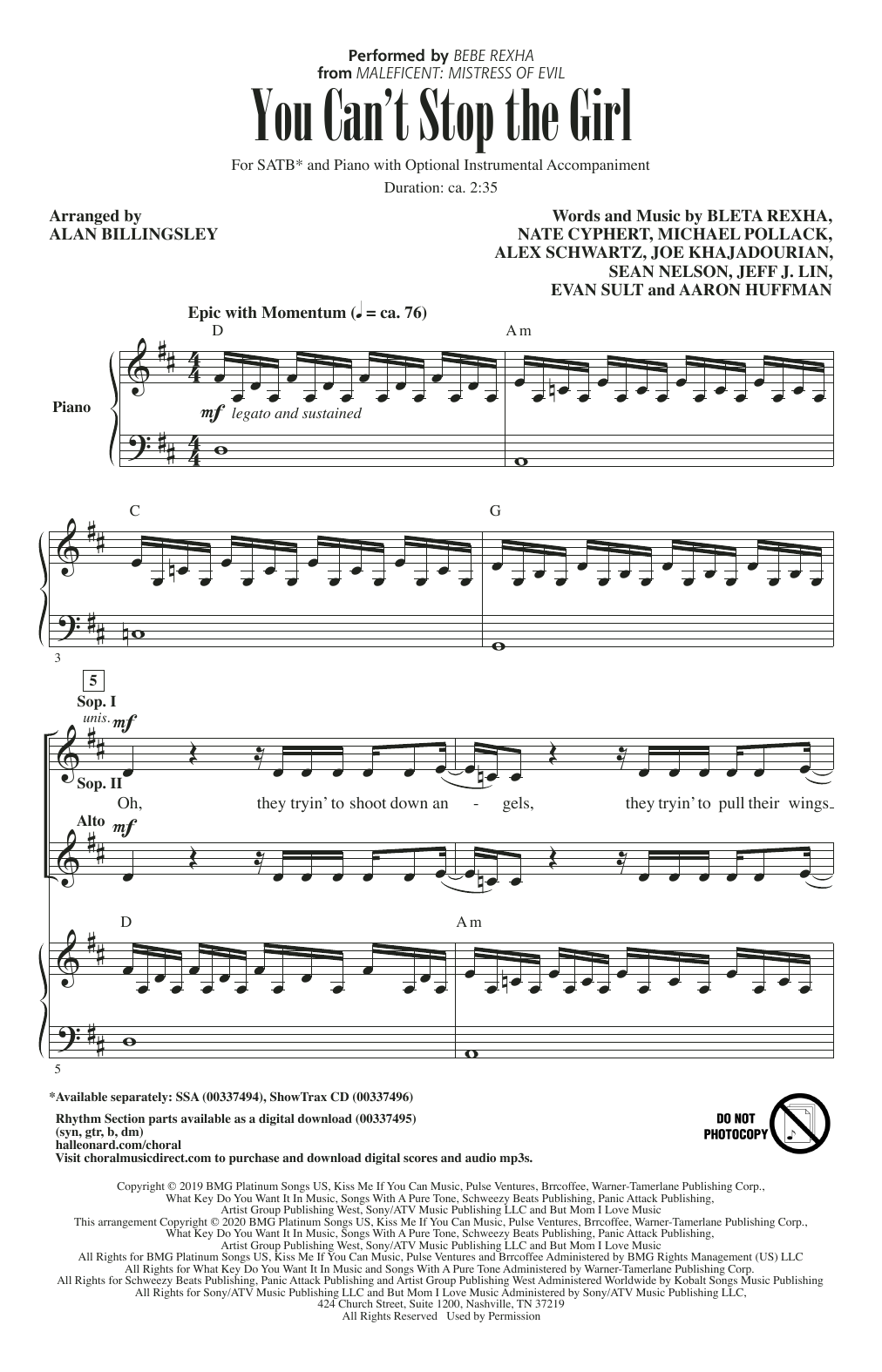 Download Bebe Rexha You Can't Stop The Girl (from Disney's Sheet Music