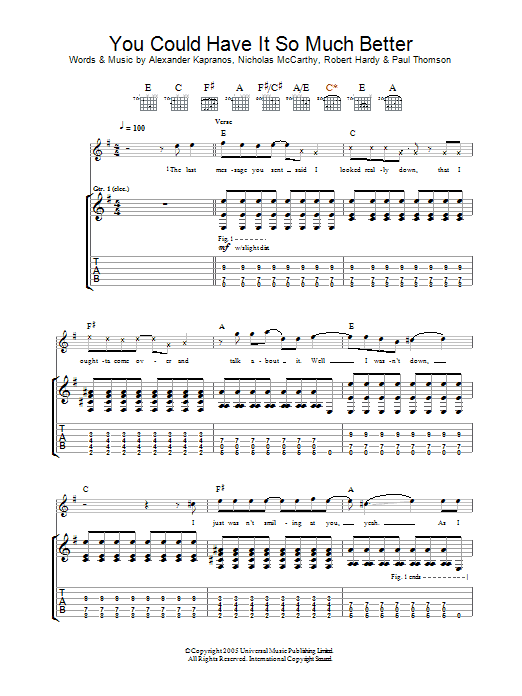 Download Franz Ferdinand You Could Have It So Much Better Sheet Music
