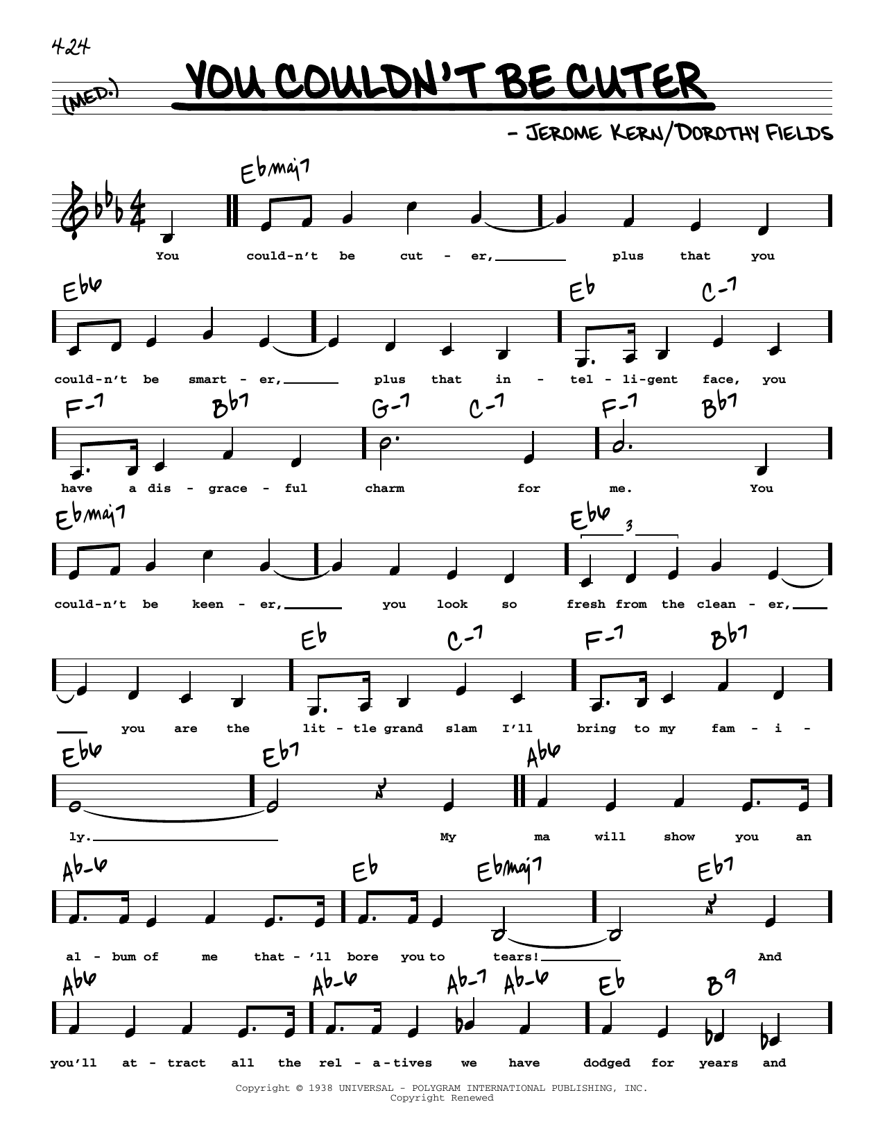 Download Dorothy Fields You Couldn't Be Cuter (Low Voice) Sheet Music