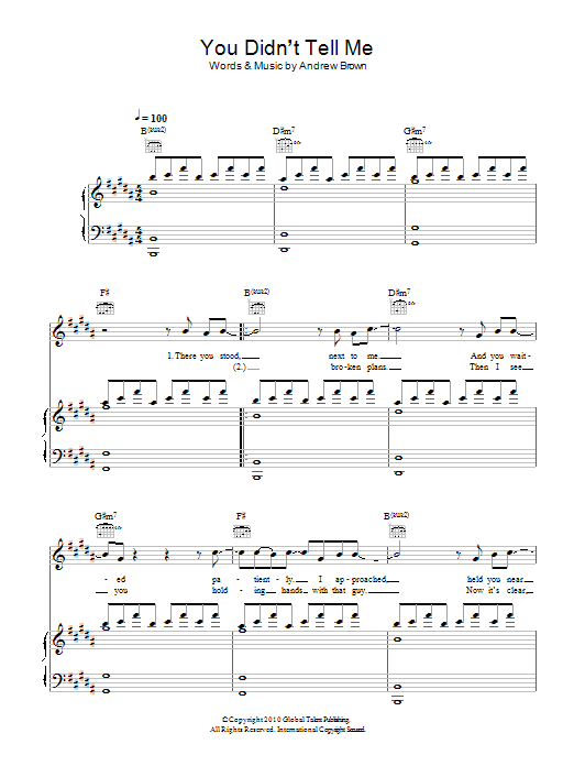 Download LAWSON You Didn't Tell Me Sheet Music