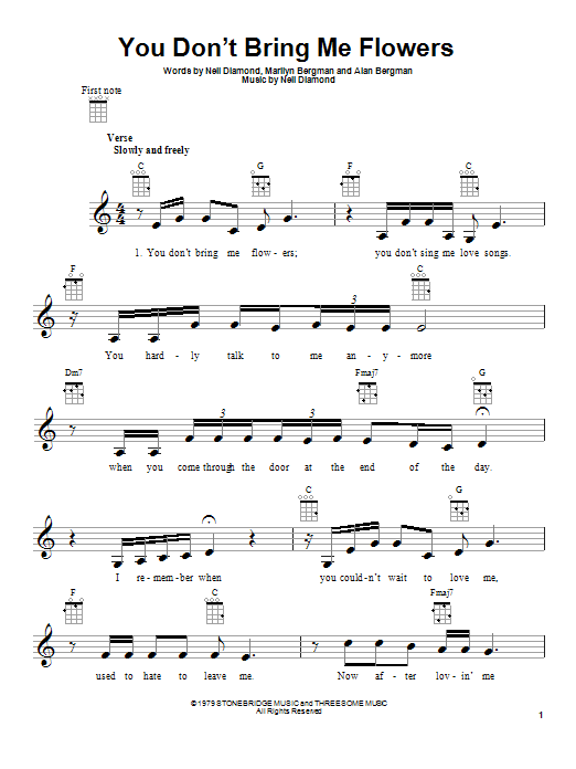 Download Neil Diamond You Don't Bring Me Flowers Sheet Music
