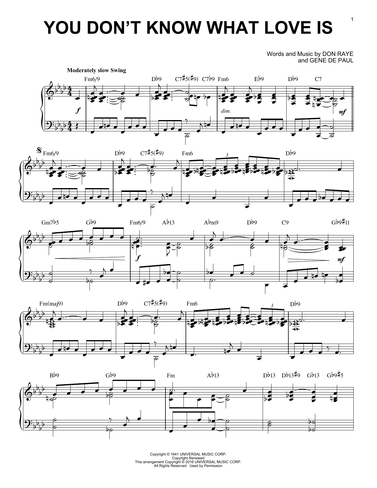 Download Carol Bruce You Don't Know What Love Is (arr. Brent Sheet Music