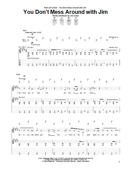 Download Jim Croce You Don't Mess Around With Jim Sheet Music