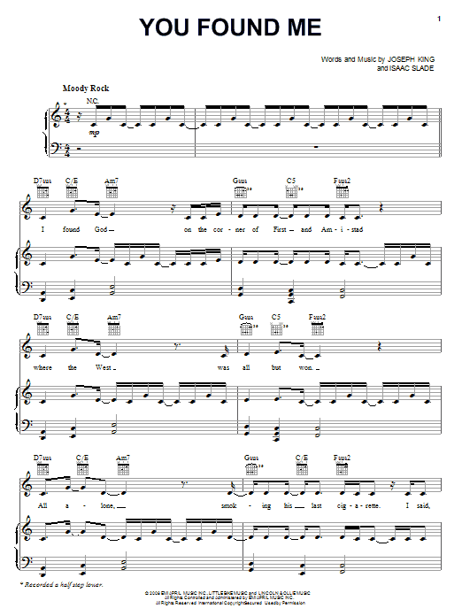 Download The Fray You Found Me Sheet Music