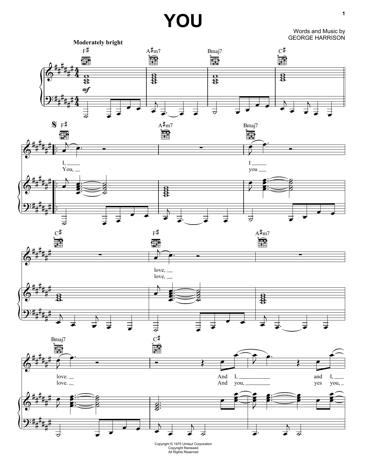 Download George Harrison You Sheet Music
